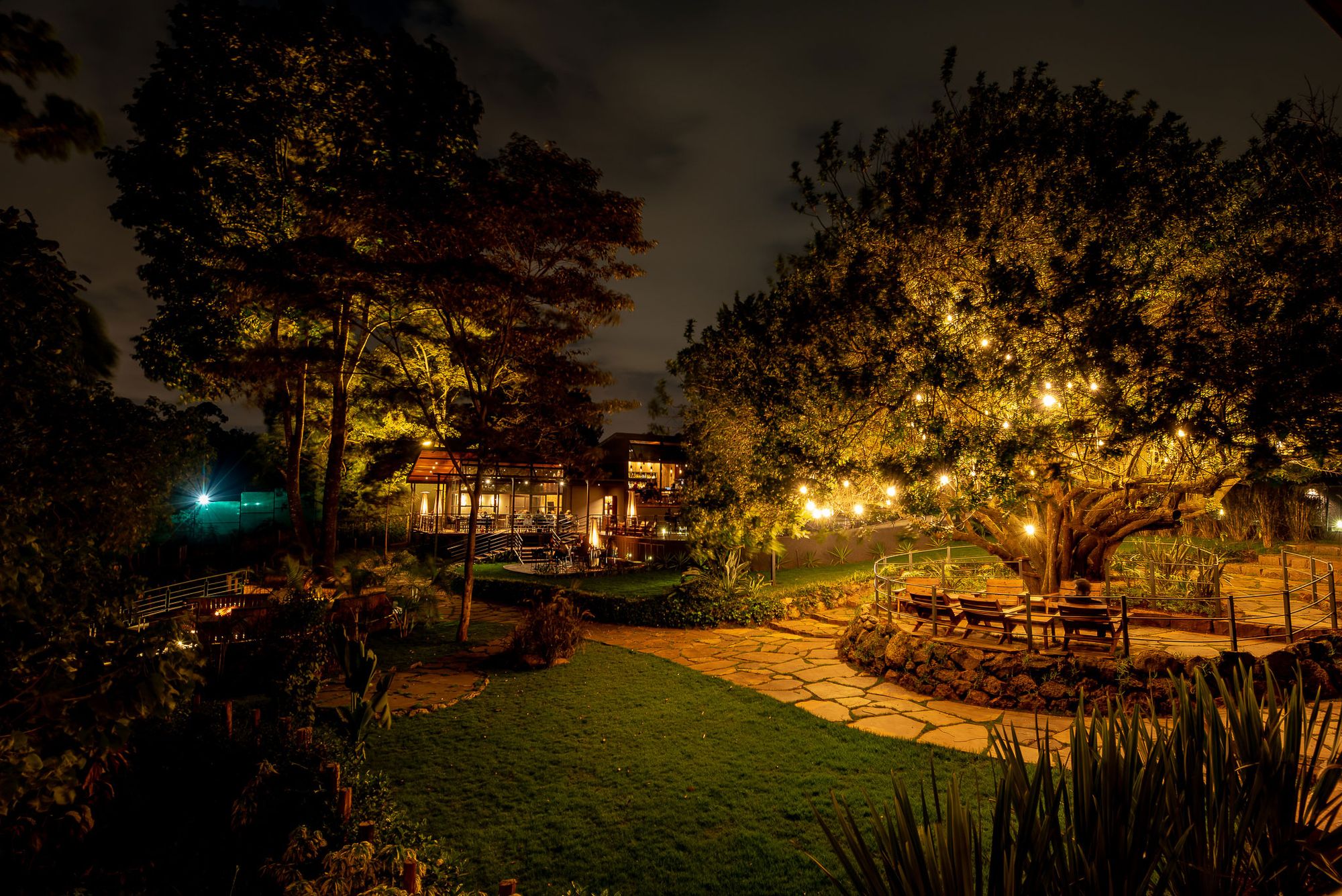 Ankole Kitisuru garden at night