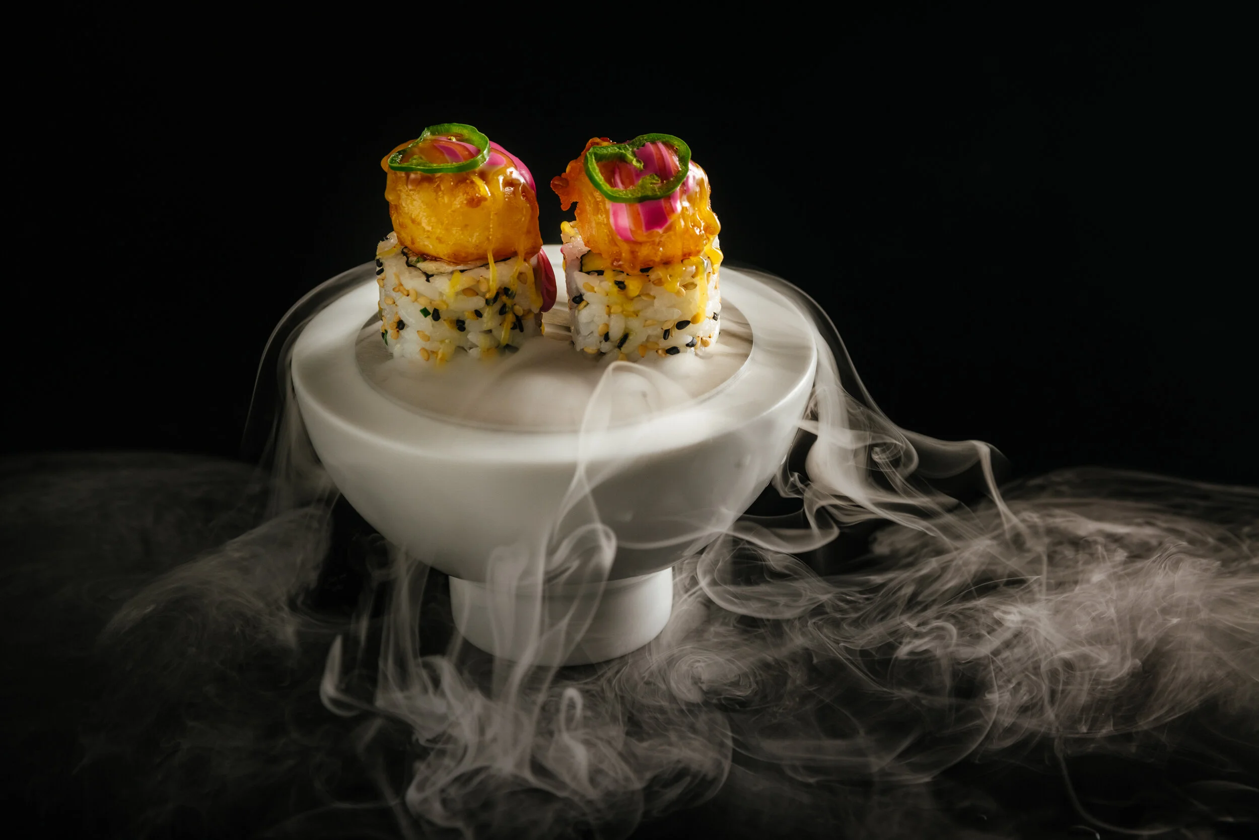 Smoked sushi presentation at HERO