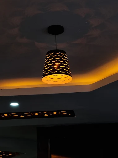 Warm evening lighting inside Top Rise Restaurant